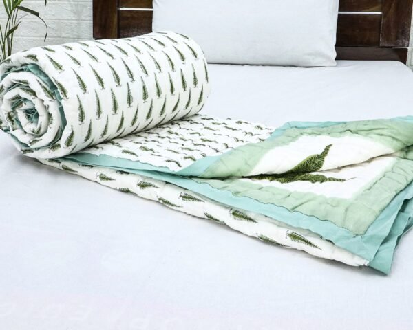Exclusive Handblock Printed Square Quilt with Durable Fabric - Image 4