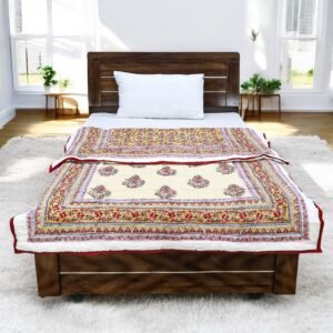 Modern Handblock Printed Square Quilt with Timeless Design Modern Handblock Printed Square Quilt with Timeless Design