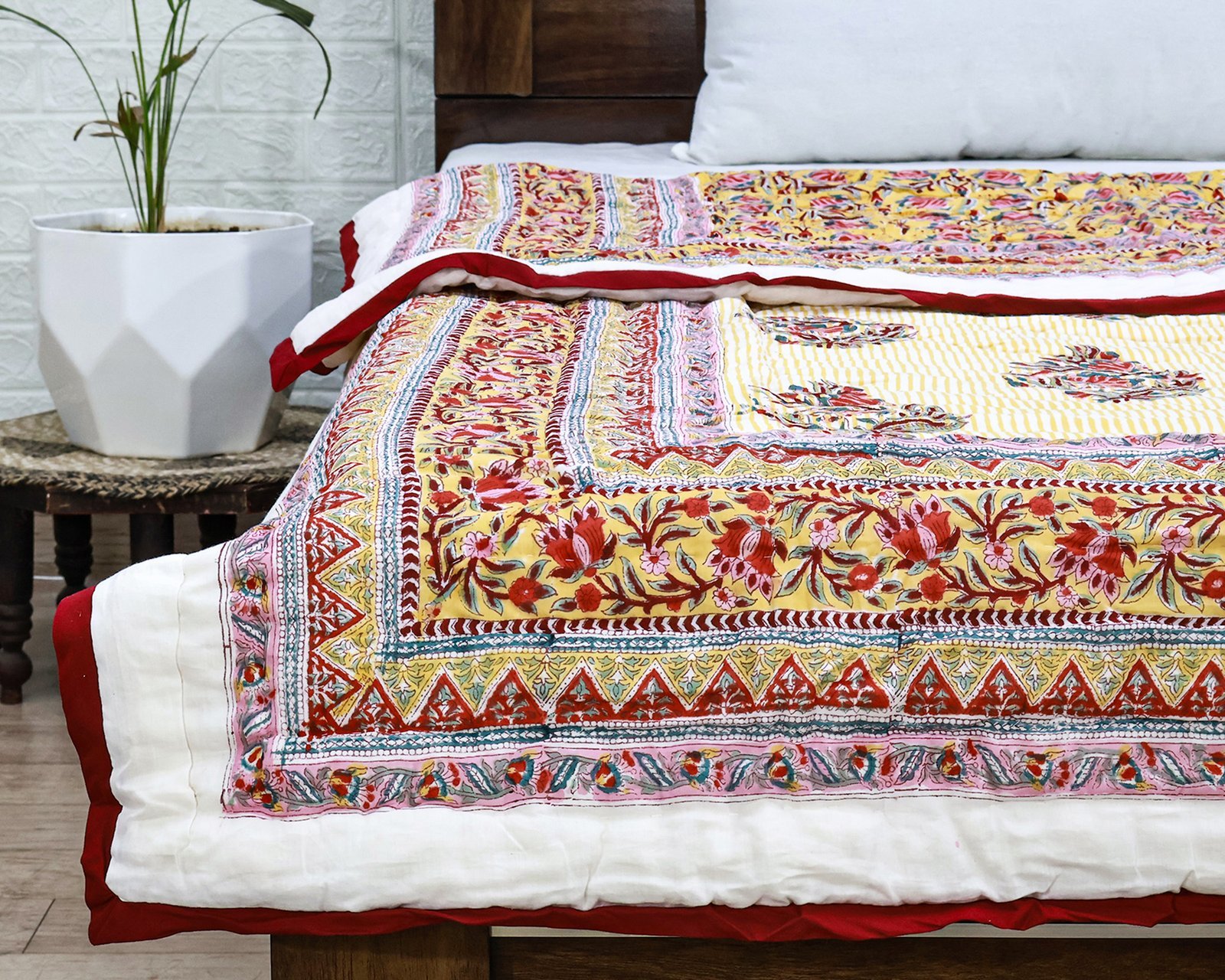キルティングブランケット ブロックプリントキルト / コットン入り掛け布団 - Image 2