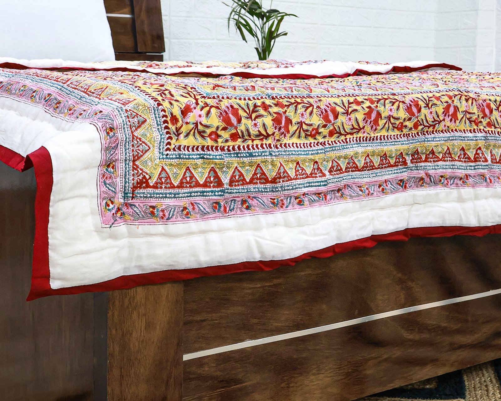 キルティングブランケット ブロックプリントキルト / コットン入り掛け布団 - Image 6