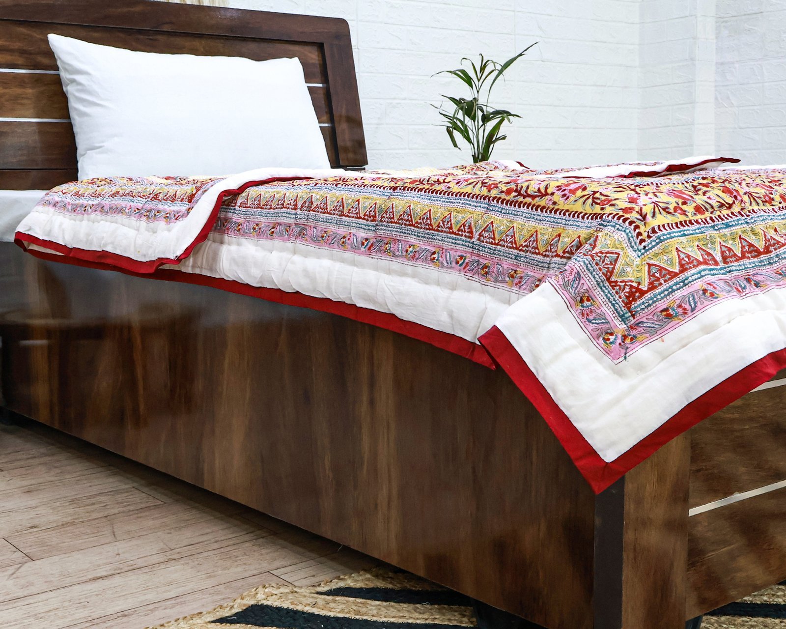 キルティングブランケット ブロックプリントキルト / コットン入り掛け布団 - Image 7