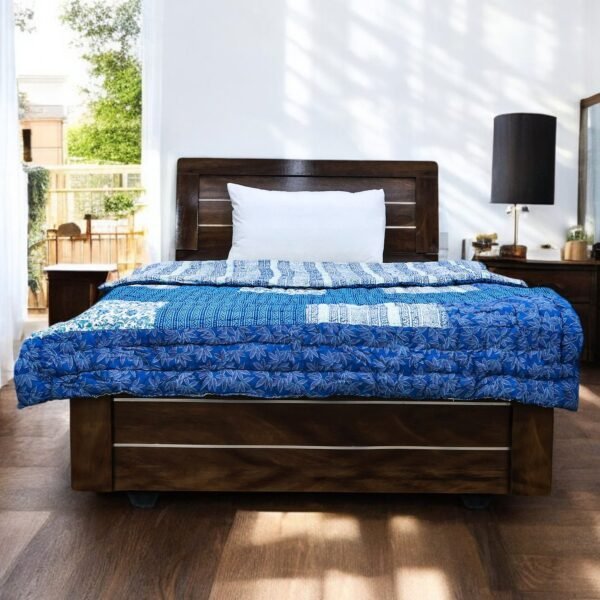 Designer Handblock Printed Rectangle Quilt for Japanese Living