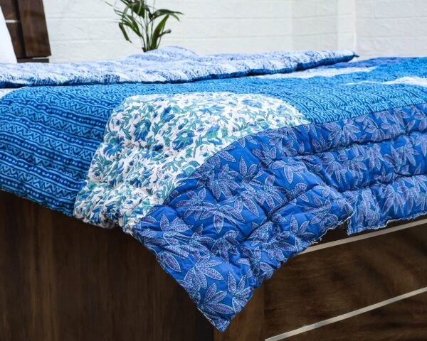 Designer Handblock Printed Rectangle Quilt for Japanese Living - Image 2