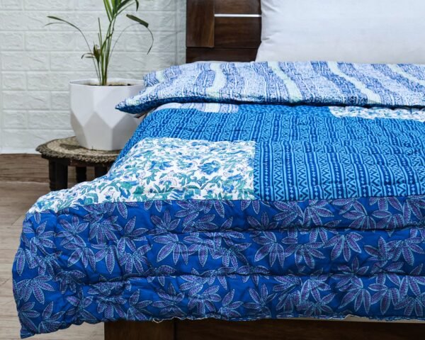 Designer Handblock Printed Rectangle Quilt for Japanese Living - Image 5