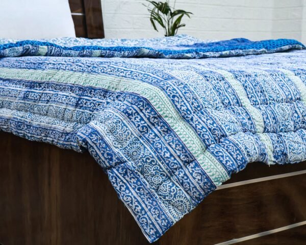Designer Handblock Printed Rectangle Quilt for Japanese Living - Image 7