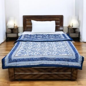 Designer Handblock Printed Square Quilt with Unique Artwork Designer Handblock Printed Square Quilt with Unique Artwork