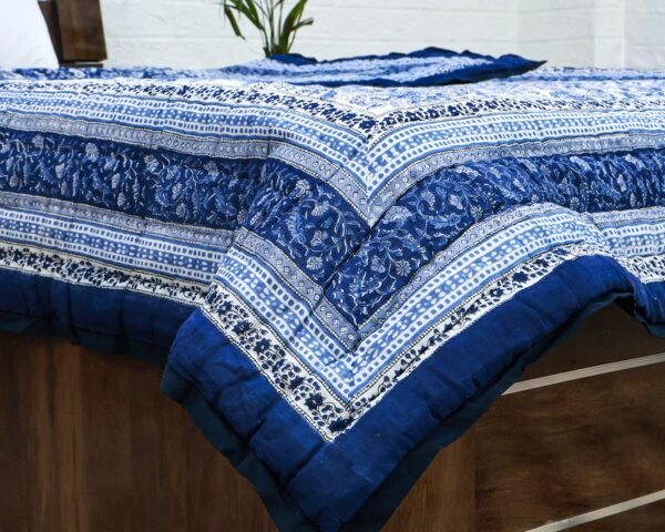 Designer Handblock Printed Square Quilt with Unique Artwork - Image 5