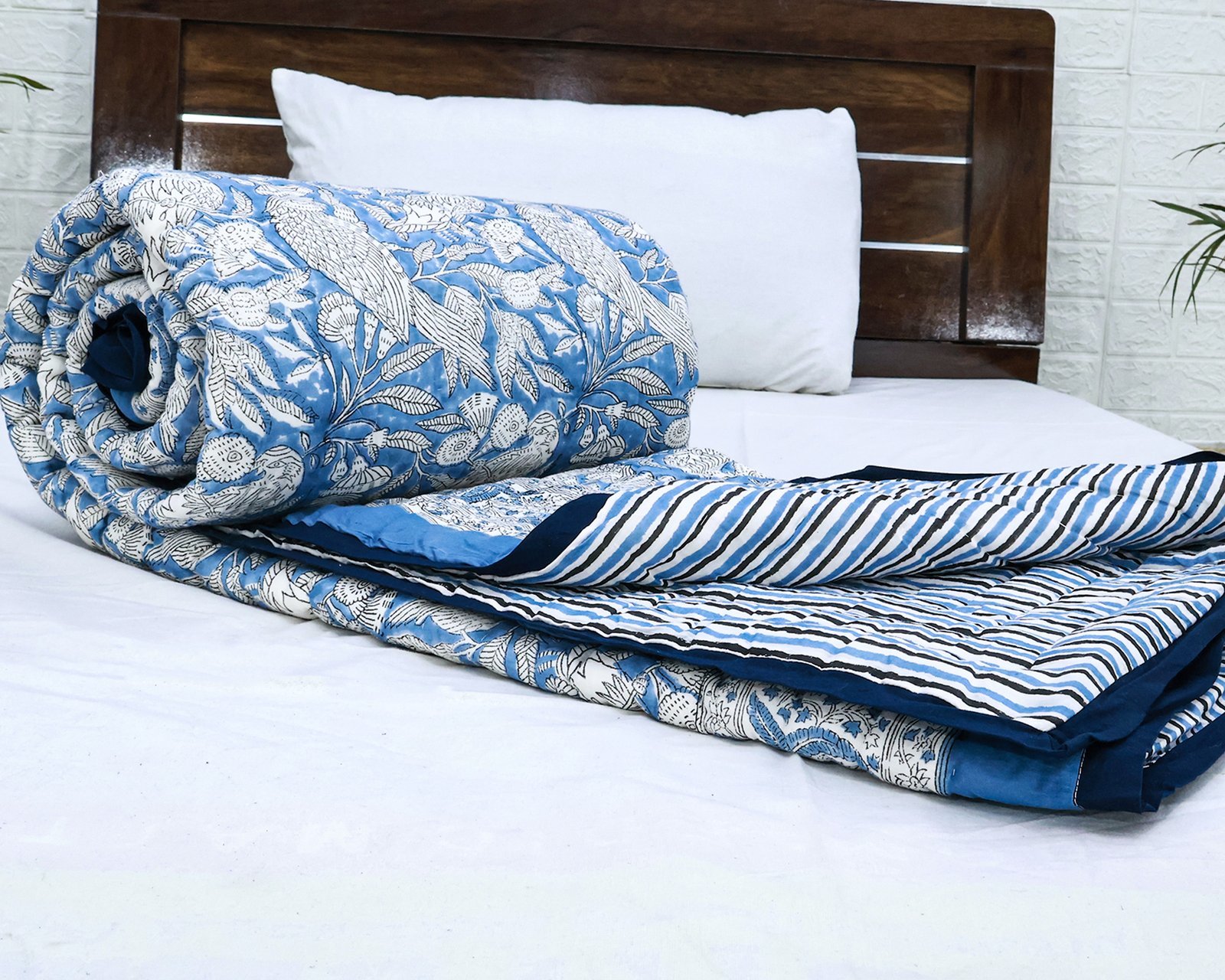 キルティングブランケット ブロックプリントキルト / コットン入り掛け布団 - Image 5