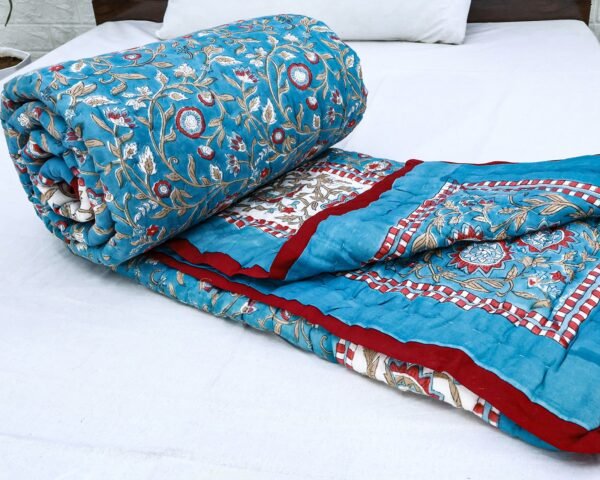 Handblock Printed Quilt Rectangle for Japanese Homes - Image 3