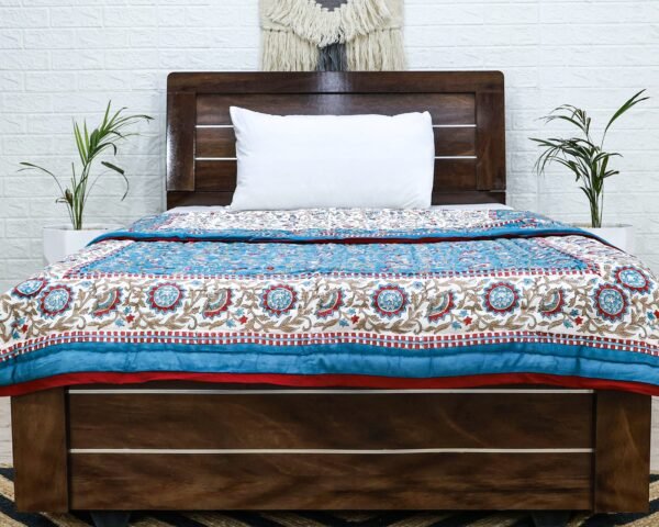 Handblock Printed Quilt Rectangle for Japanese Homes - Image 4