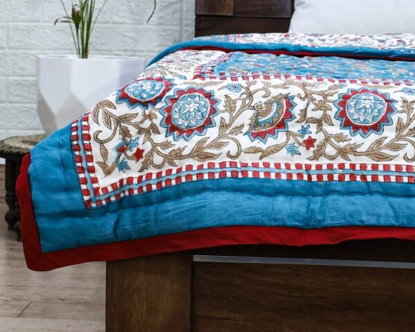 Handblock Printed Quilt Rectangle for Japanese Homes - Image 6