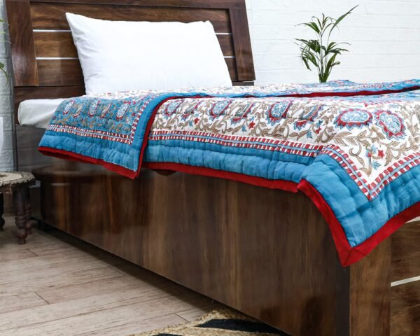 Handblock Printed Quilt Rectangle for Japanese Homes - Image 7