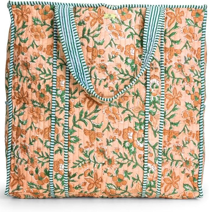 ハンドメイドブロックプリントトートバッグ