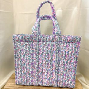 トートバッグ インド綿 ブロックプリント  おしゃれ かわいい 花柄 トートバッグ 布製バッグ キルティングバッグ ショッピングバッグ エシカル ハンドメイド インド雑貨 アジア雑貨 ボタニカル