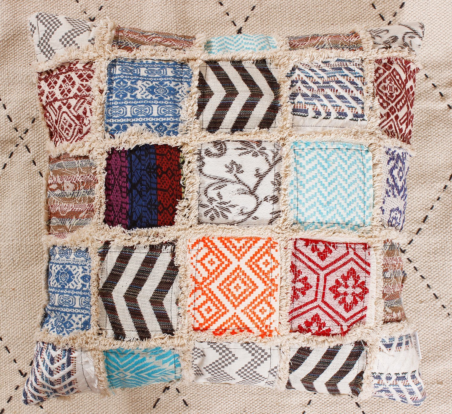 Durable Handmade Cotton Cushion with Authentic Ethnic Patterns - Image 3