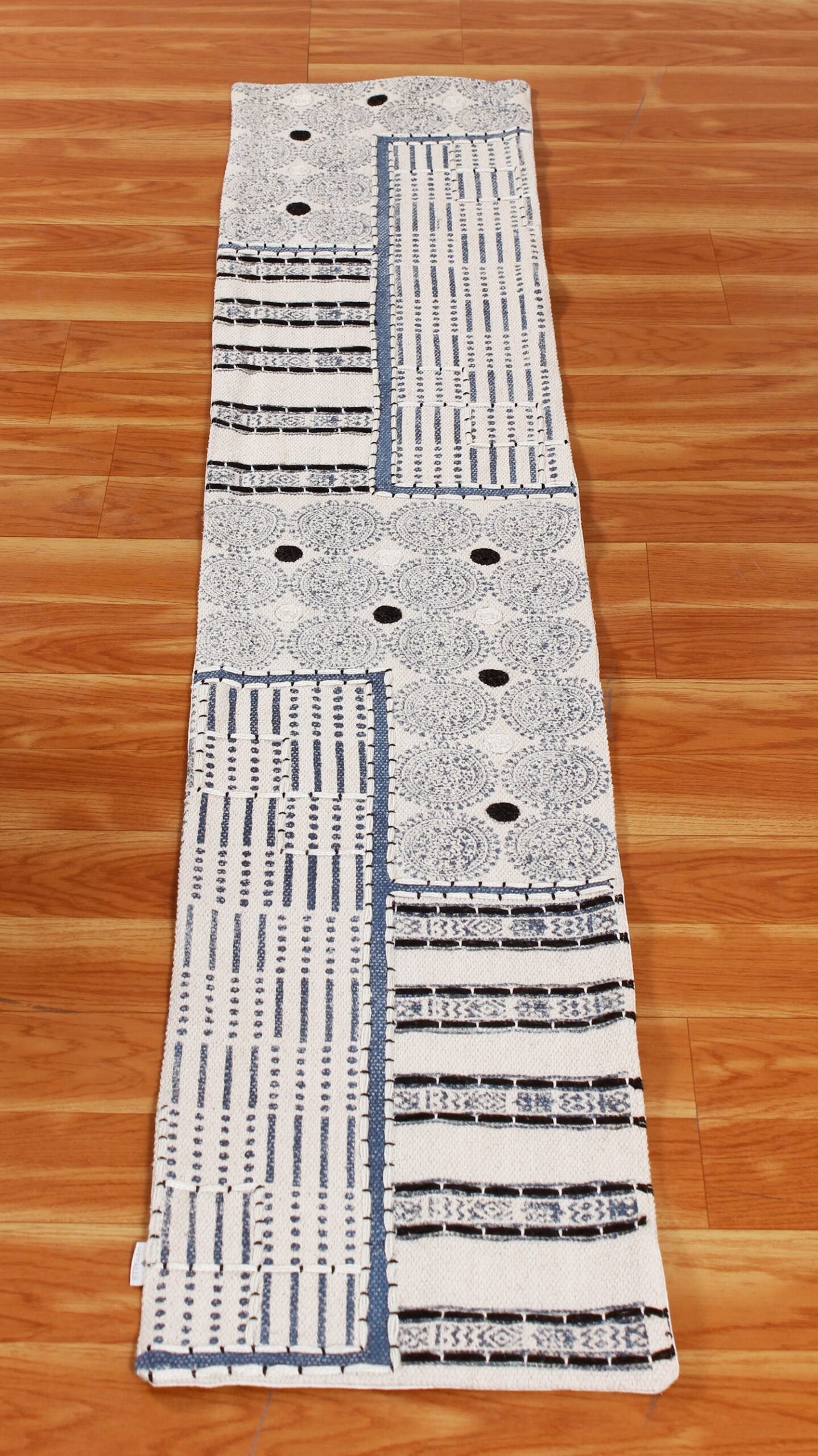 Black And White Luxury Block Printed Cotton Runner For Home Decor - Image 4