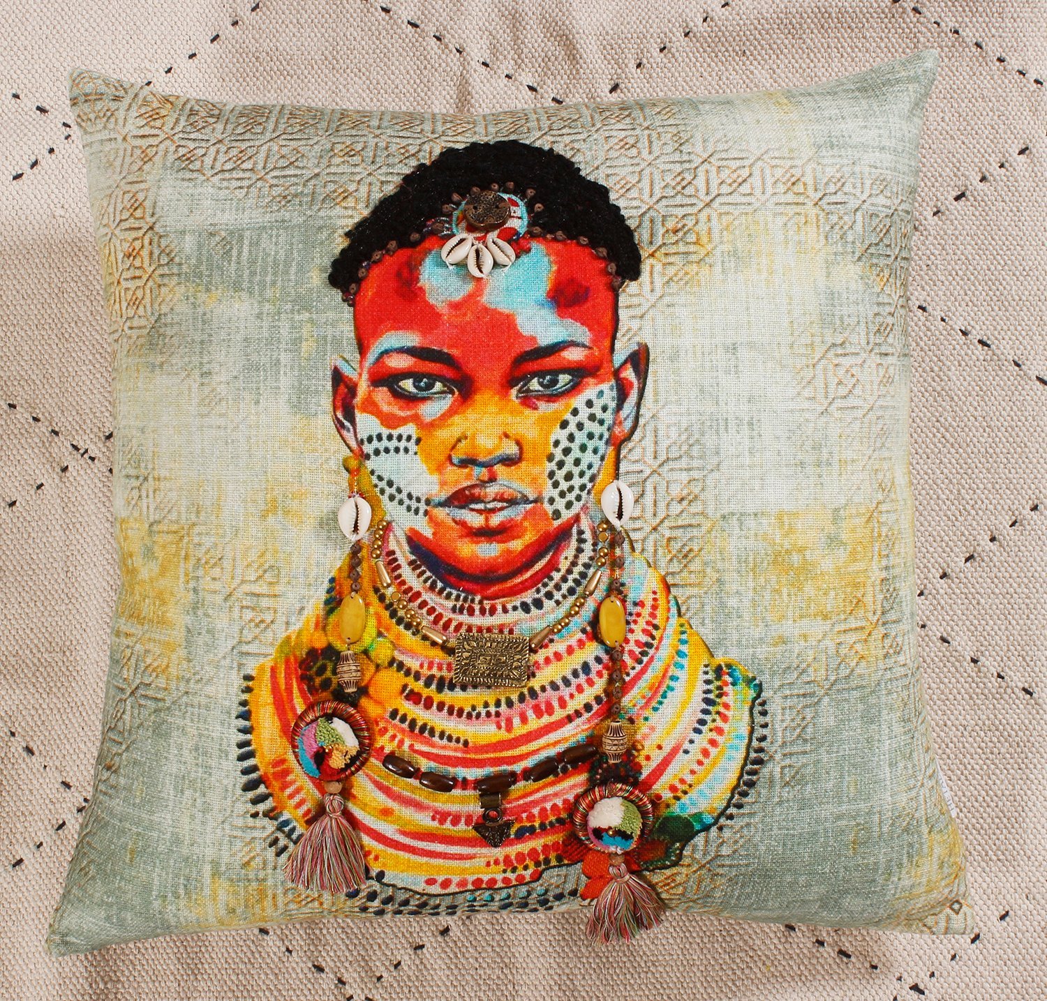 Soft Cotton Handmade Cushion Perfect for Sofa or Bed - Image 4