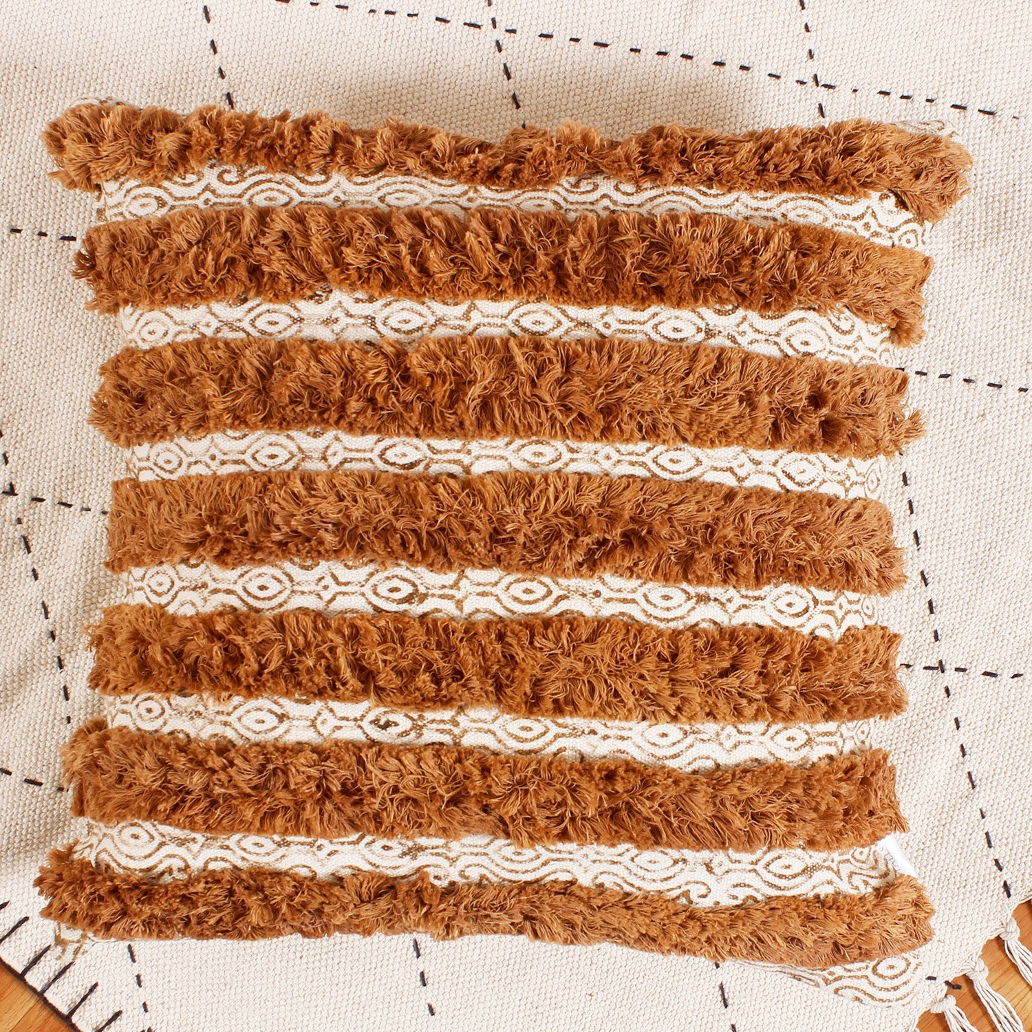 Handmade Cotton Cushion with Elegant Artisan Block Print - Image 5