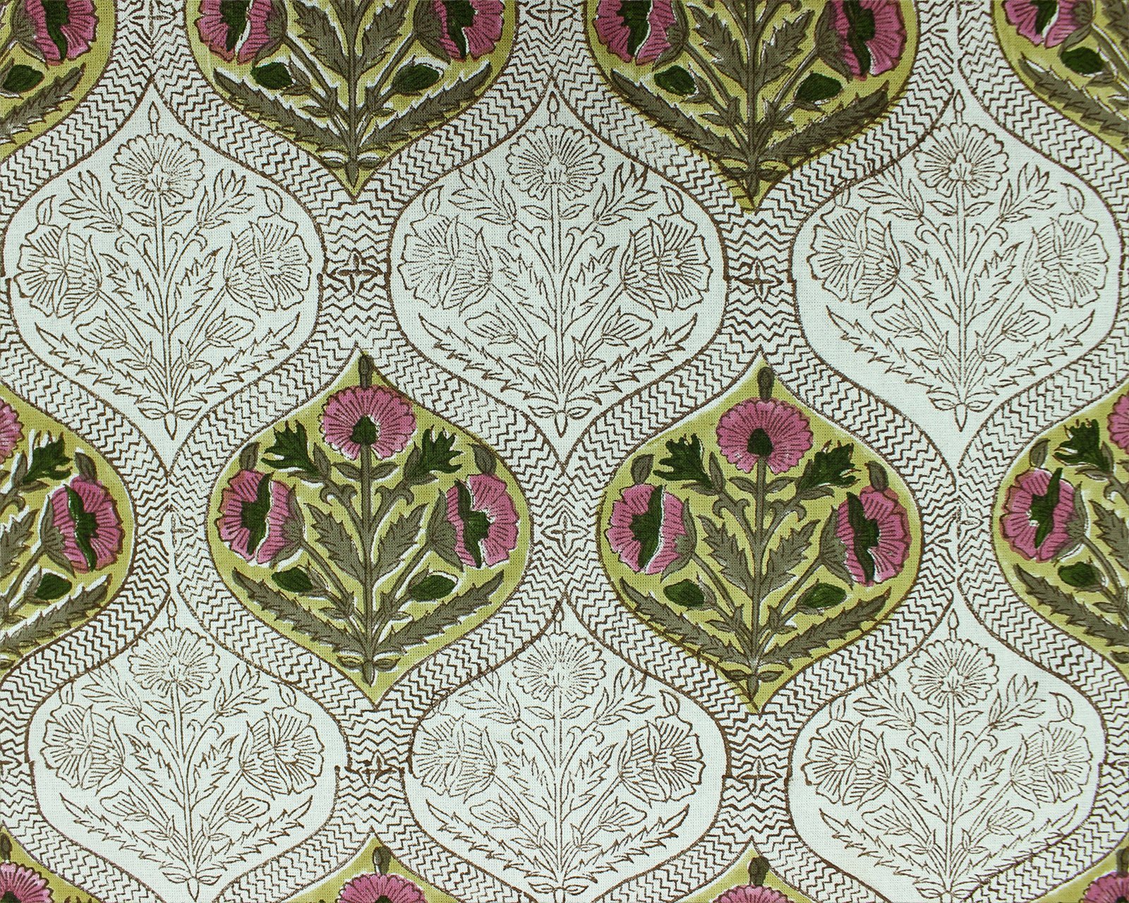 インド 木版染め(ブロックプリント) テーブルクロス グリーン花柄 プレゼント アジアン インド更紗 インド綿 ハンドメイド エスニック インテリア コットン - Image 7