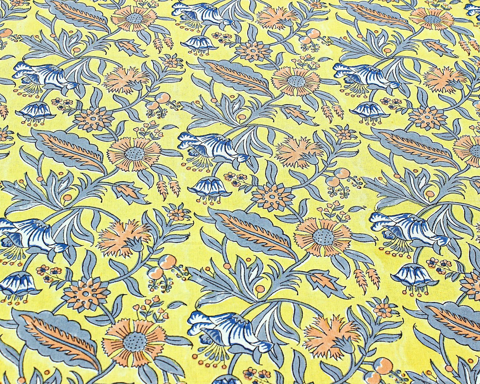 インド 木版染め(ブロックプリント) テーブルクロス アジアン インド更紗 インド綿 ハンドメイド エスニック コットン - Image 4