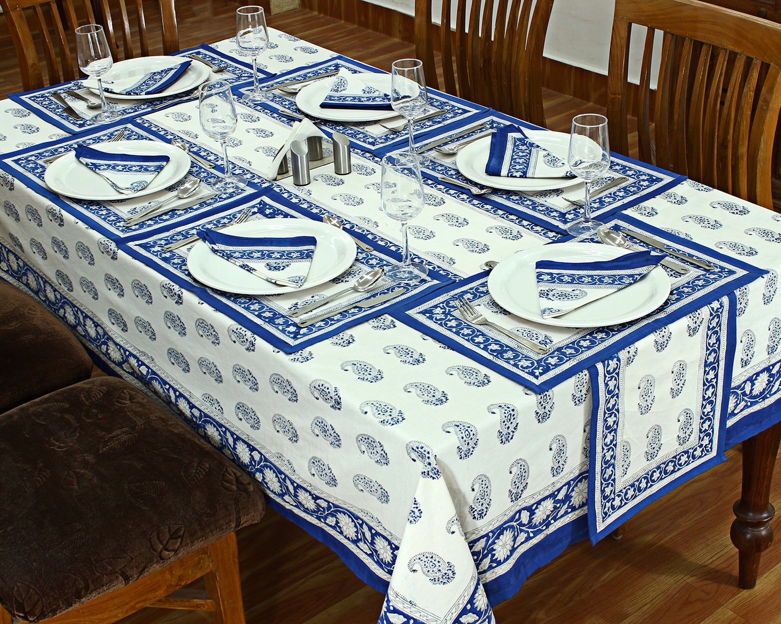 インド 木版染め(ブロックプリント) テーブルクロス アジアン インド更紗 インド綿 ハンドメイド エスニック コットン - Image 2