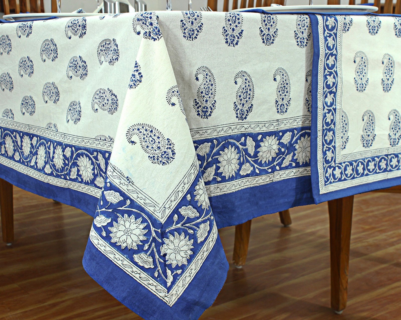 インド 木版染め(ブロックプリント) テーブルクロス アジアン インド更紗 インド綿 ハンドメイド エスニック コットン - Image 7