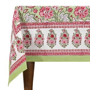 インド 木版染め(ブロックプリント) テーブルクロス レッド花柄 プレゼント アジアンインド更紗 インド綿 ハンドメイド エスニック インテリア コットン インド 木版染め(ブロックプリント) テーブルクロス レッド花柄 プレゼント アジアンインド更紗 インド綿 ハンドメイド エスニック インテリア コットン