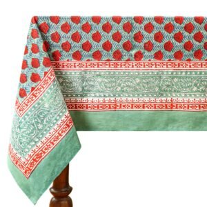 インド 木版染め(ブロックプリント) テーブルクロス レッド花柄 プレゼント アジアンインド更紗 インド綿 ハンドメイド エスニック インテリア コットン インド 木版染め(ブロックプリント) テーブルクロス レッド花柄 プレゼント アジアンインド更紗 インド綿 ハンドメイド エスニック インテリア コットン