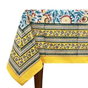 インド 木版染め(ブロックプリント) テーブルクロス ブルー系 花柄 プレゼント アジアン インド更紗 インド綿 ハンドメイド エスニック インテリア コットン インド 木版染め(ブロックプリント) テーブルクロス ブルー系 花柄 プレゼント アジアン インド更紗 インド綿 ハンドメイド エスニック インテリア コットン