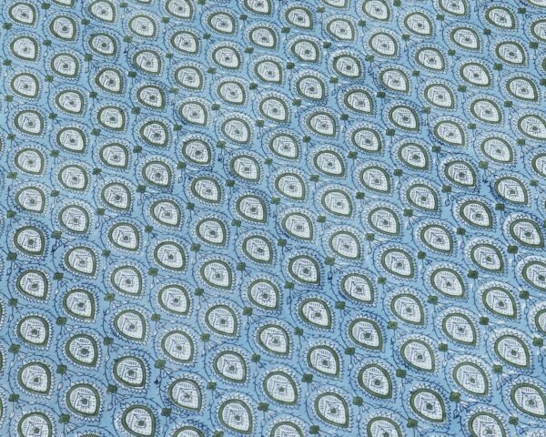 マルチクロス インド綿 ブロックプリントブルーグレーおしゃれ かわいい 花柄 テーブルクロス ソファカバー シングルベッドカバー エシカル ハンドメイド インド雑貨 アジア雑貨 ボタニカル - Image 2