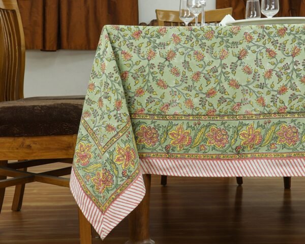 マルチクロス インド綿 ブロックプリントグリーンプラントおしゃれ かわいい 花柄 テーブルクロス ソファカバー シングルベッドカバー エシカル ハンドメイド インド雑貨 アジア雑貨 ボタニカル - Image 2
