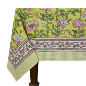 インド 木版染め(ブロックプリント) テーブルクロス イエロープレゼント アジアン インド更紗 インド綿 ハンドメイド エスニック インテリア コットン インド 木版染め(ブロックプリント) テーブルクロス イエロープレゼント アジアン インド更紗 インド綿 ハンドメイド エスニック インテリア コットン
