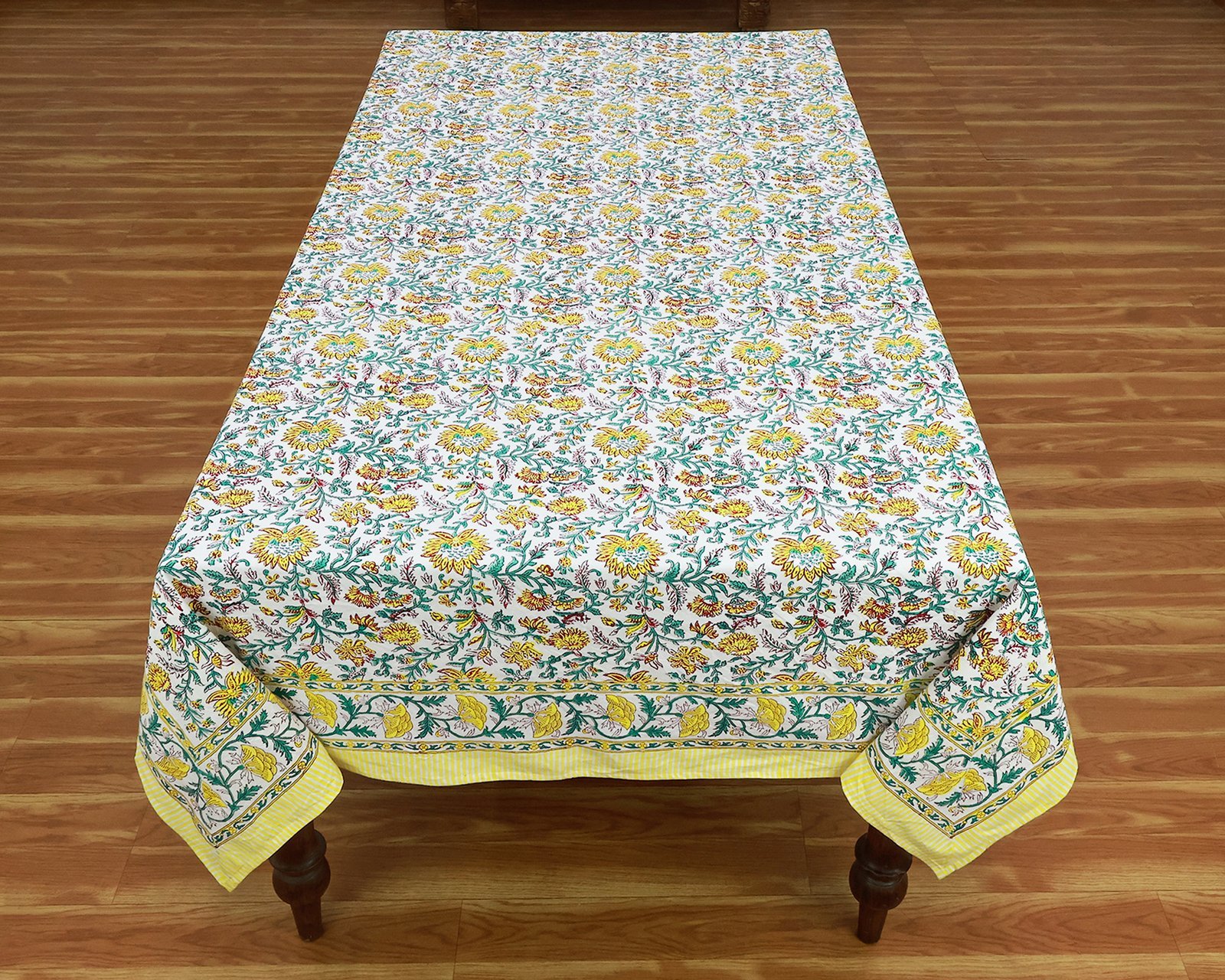 マルチクロス インド綿 ブロックプリントターコイズおしゃれ かわいい 花柄 テーブルクロス ソファカバー シングルベッドカバー エシカル ハンドメイド インド雑貨 アジア雑貨 ボタニカル - Image 2