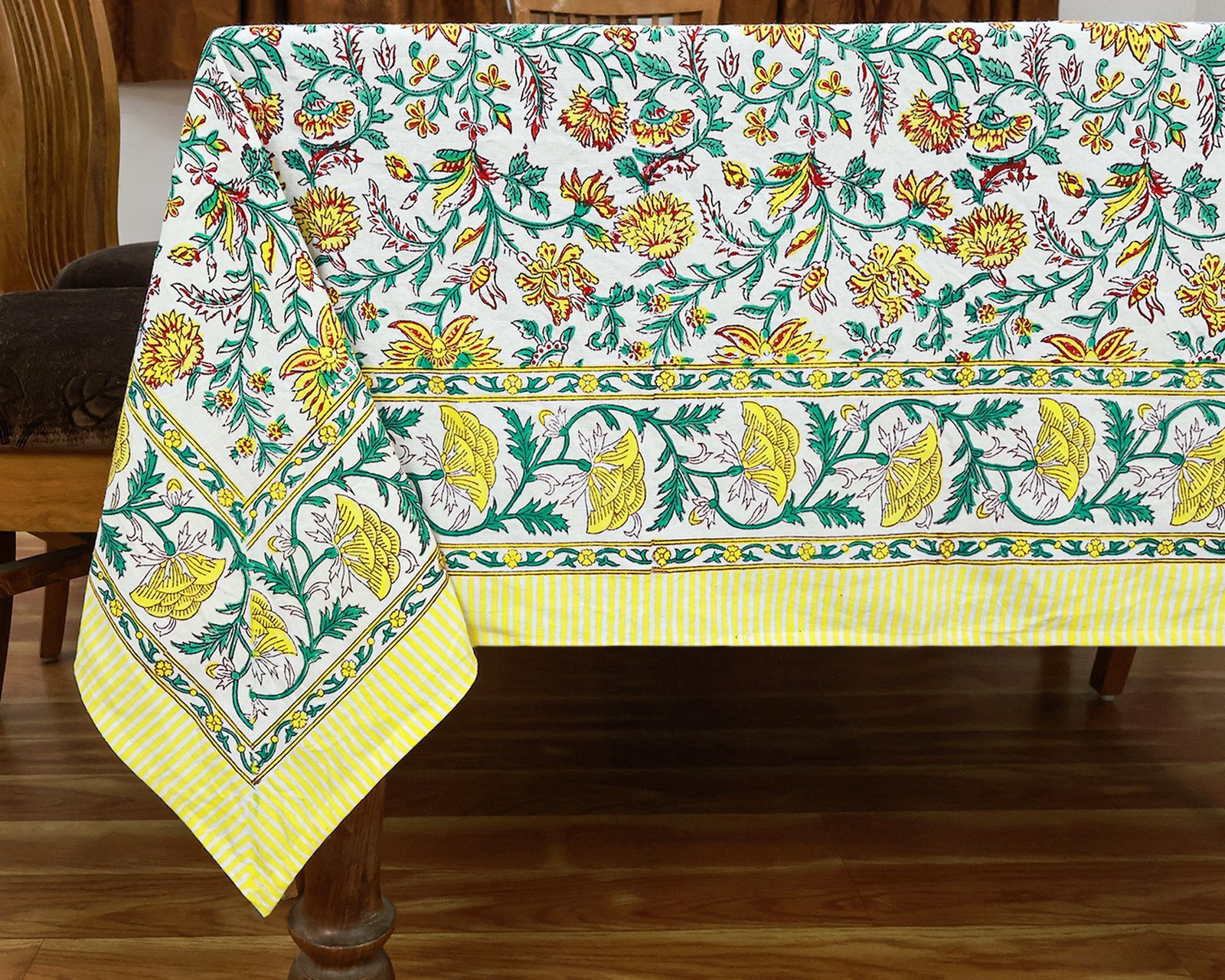 マルチクロス インド綿 ブロックプリントターコイズおしゃれ かわいい 花柄 テーブルクロス ソファカバー シングルベッドカバー エシカル ハンドメイド インド雑貨 アジア雑貨 ボタニカル - Image 4