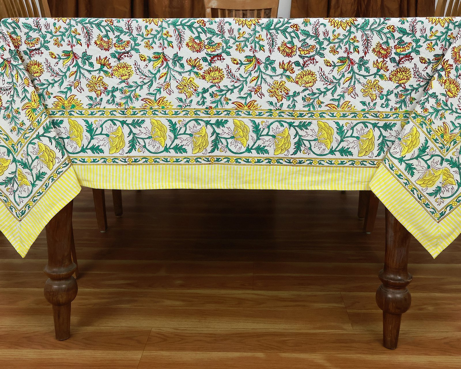 マルチクロス インド綿 ブロックプリントターコイズおしゃれ かわいい 花柄 テーブルクロス ソファカバー シングルベッドカバー エシカル ハンドメイド インド雑貨 アジア雑貨 ボタニカル - Image 5