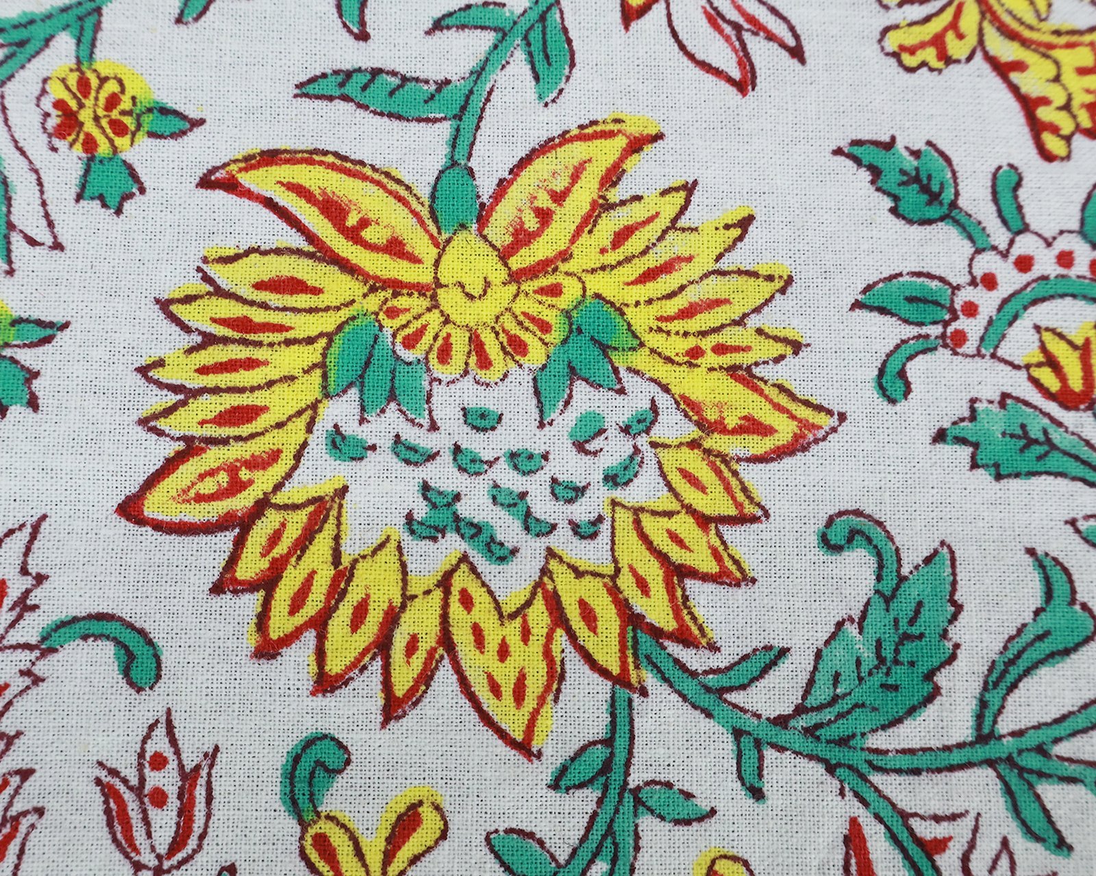 マルチクロス インド綿 ブロックプリントターコイズおしゃれ かわいい 花柄 テーブルクロス ソファカバー シングルベッドカバー エシカル ハンドメイド インド雑貨 アジア雑貨 ボタニカル - Image 6