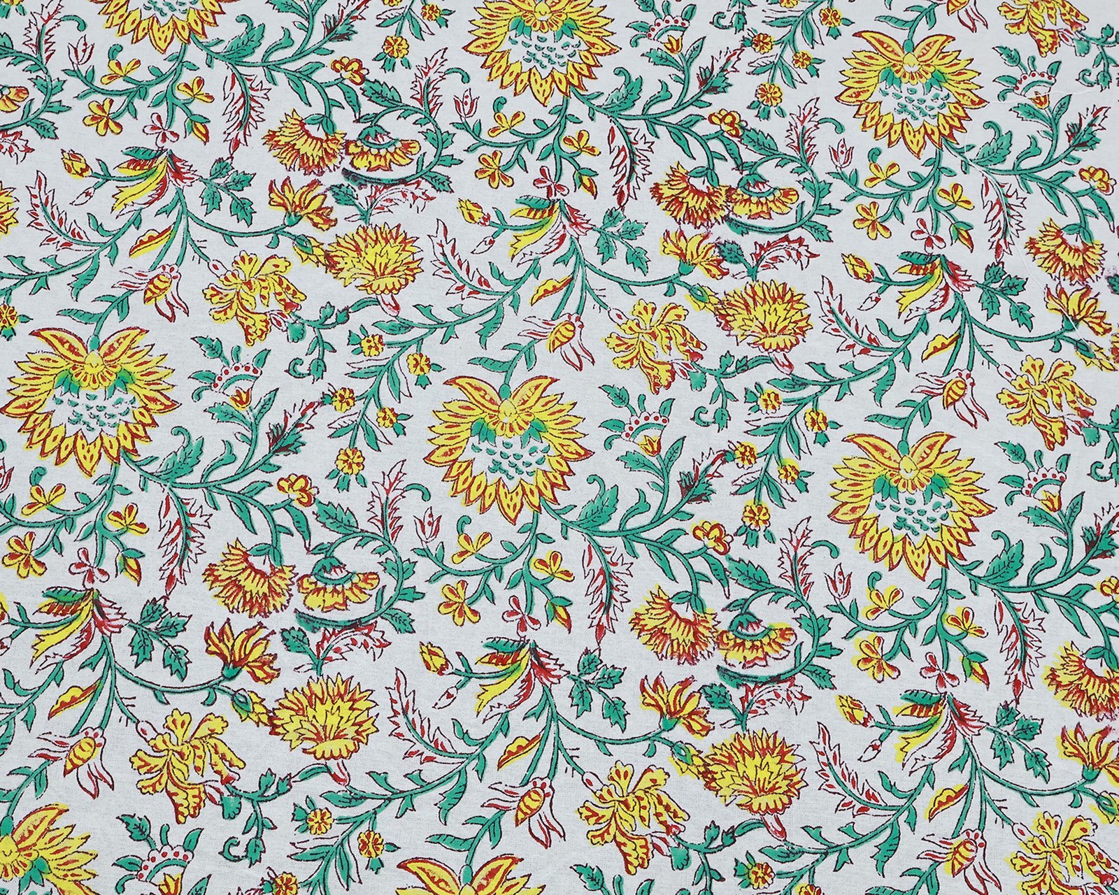 マルチクロス インド綿 ブロックプリントターコイズおしゃれ かわいい 花柄 テーブルクロス ソファカバー シングルベッドカバー エシカル ハンドメイド インド雑貨 アジア雑貨 ボタニカル - Image 7