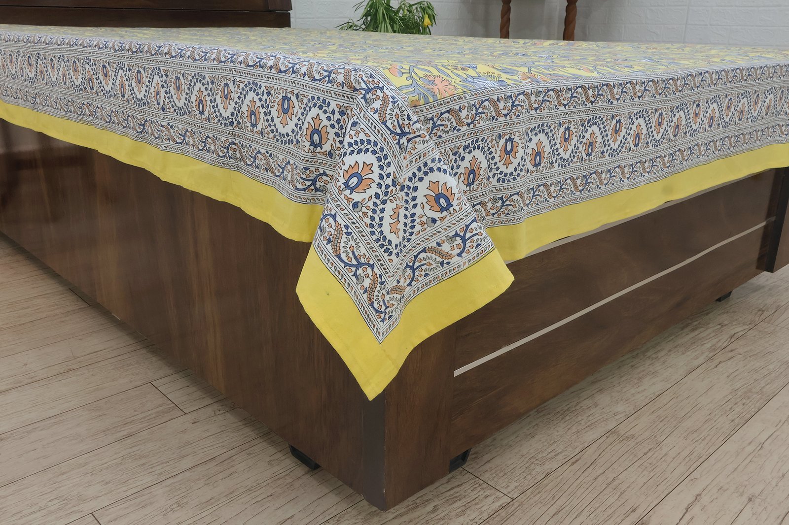 インド 木版染め(ブロックプリント) ベッドカバー 花柄 プレゼント アジアン シーチング インド更紗 インド綿 マルチカバー ハンドメイド インテリア コットン - Image 2
