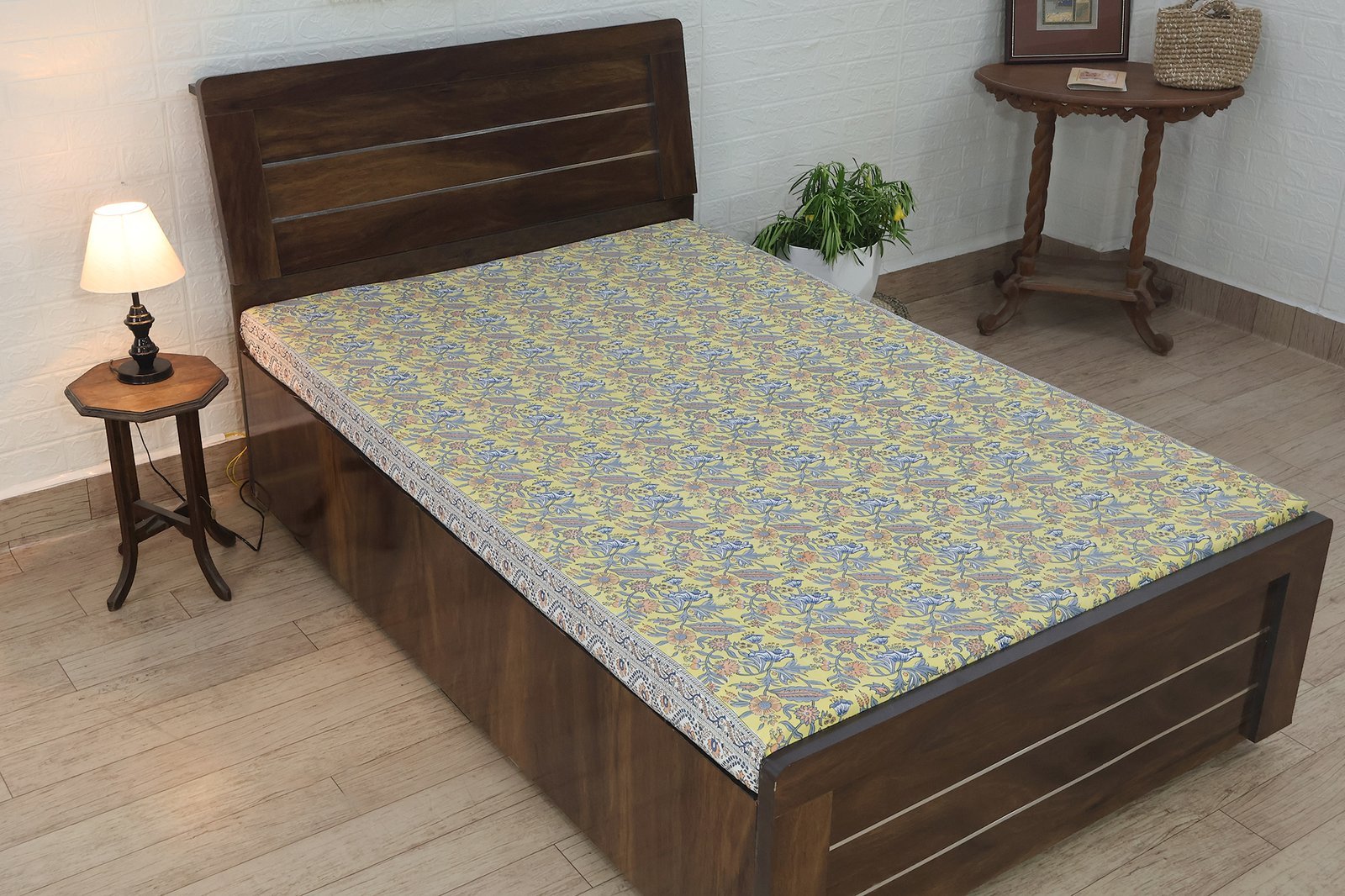 インド 木版染め(ブロックプリント) ベッドカバー 花柄 プレゼント アジアン シーチング インド更紗 インド綿 マルチカバー ハンドメイド インテリア コットン - Image 5