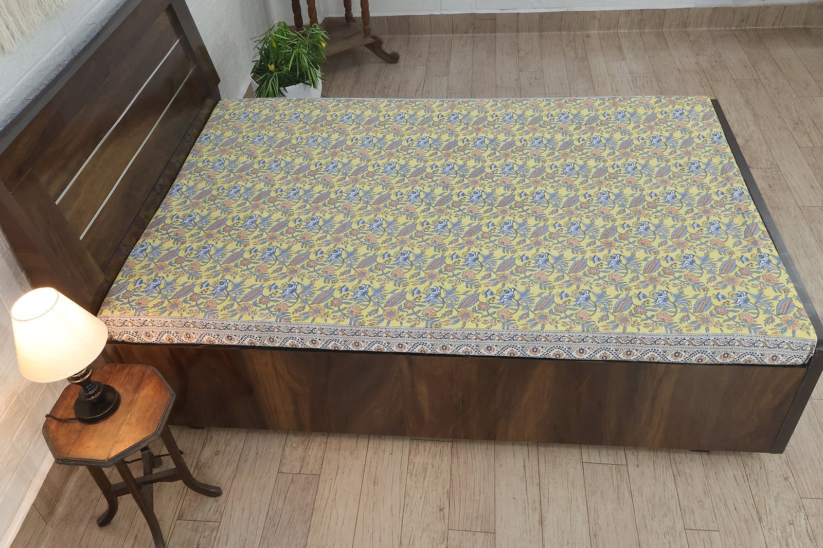 インド 木版染め(ブロックプリント) ベッドカバー 花柄 プレゼント アジアン シーチング インド更紗 インド綿 マルチカバー ハンドメイド インテリア コットン - Image 6