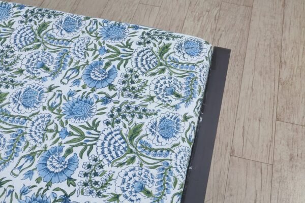 インド 木版染め ベッドカバー 植物柄 花柄 プレゼント アジアン クリスマス シーチング ブロックプリント インド更紗 インド綿 マルチカバー 長方形 インテリア コットン - Image 4