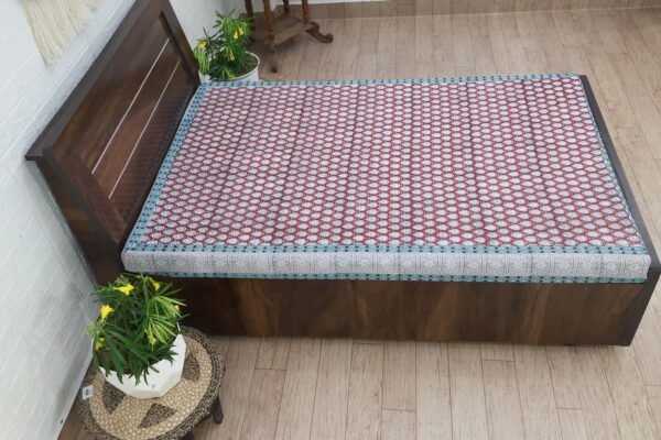 インド 木版染め ベッドカバー 花柄 サンガネールプレゼント アジアン クリスマス シーチング ブロックプリント インド更紗 インド綿 マルチカバー 長方形 インテリア コットン - Image 5
