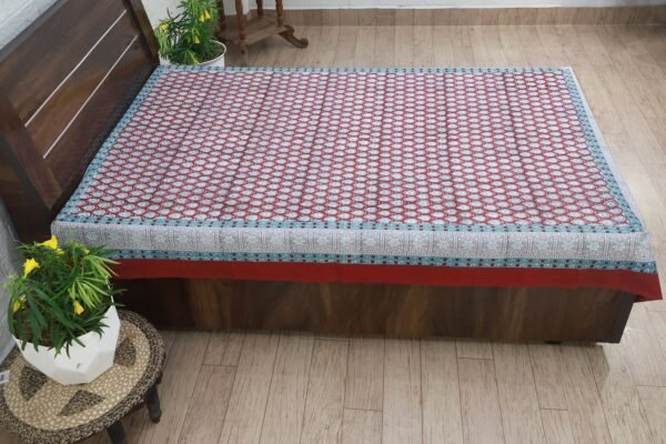 インド 木版染め ベッドカバー 花柄 サンガネールプレゼント アジアン クリスマス シーチング ブロックプリント インド更紗 インド綿 マルチカバー 長方形 インテリア コットン - Image 6
