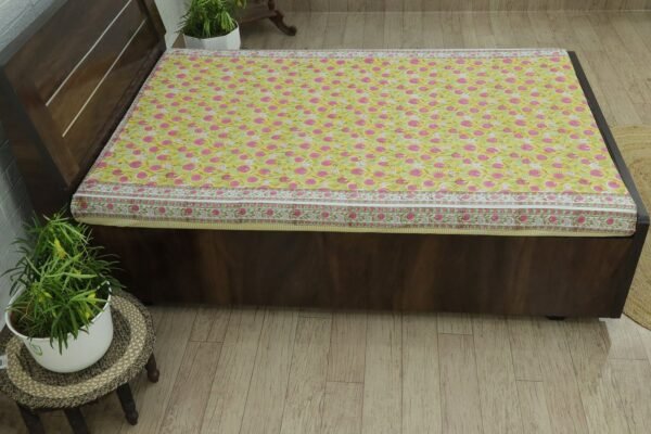 インド 木版染め(ブロックプリント) ベッドカバー 草花柄 プレゼント アジアン クリスマス シーチング インド更紗 インド綿 マルチカバー エスニック インテリア コットン - Image 2