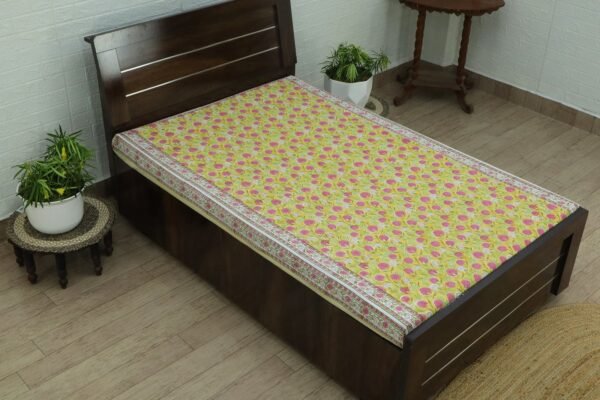 インド 木版染め(ブロックプリント) ベッドカバー 草花柄 プレゼント アジアン クリスマス シーチング インド更紗 インド綿 マルチカバー エスニック インテリア コットン - Image 3