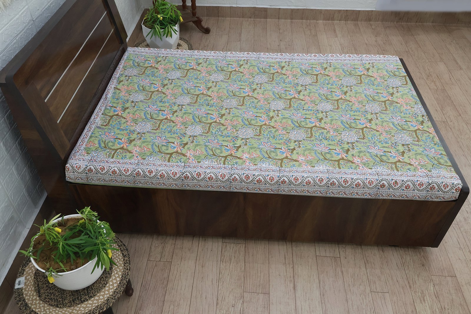 インド 木版染め(ブロックプリント) ベッドカバー 花柄 プレゼント アジアン シーチング インド更紗 インド綿 マルチカバー ハンドメイド インテリア コットン - Image 6