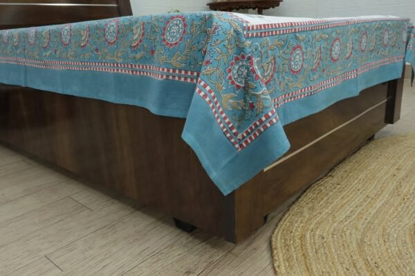 インド 木版染め(ブロックプリント) ベッドカバー 花柄 プレゼント アジアン シーチング インド更紗 インド綿 マルチカバー ハンドメイド インテリア コットン - Image 2