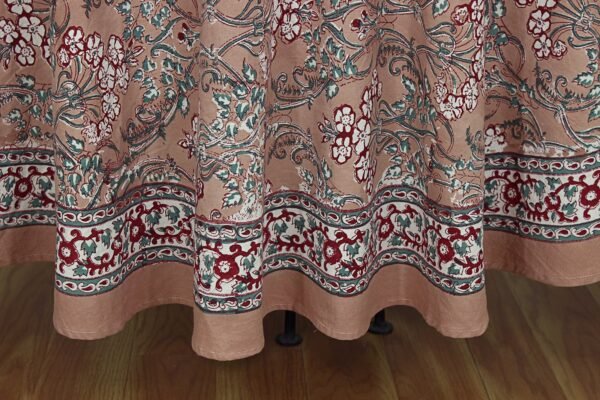 インド 木版染め(ブロックプリント) テーブルクロス 花柄 プレゼント アジアンインド更紗 インド綿 ハンドメイド エスニック インテリア コットン - Image 5