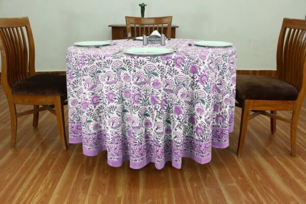 インド 木版染め(ブロックプリント) テーブルクロス 花柄 プレゼント アジアンインド更紗 インド綿 ハンドメイド エスニック インテリア コットン - Image 5