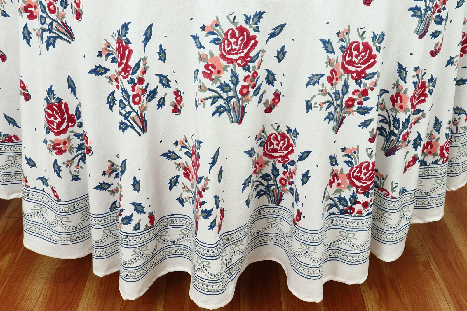 ラウンドクロス 円形クロス テーブルクロス インド綿 コットン エスニック ハンドメイド おしゃれ かわいい ブロックプリント ボタニカル柄 プリント - Image 6